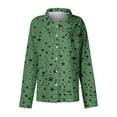 thumbnail image 3 of Tops for Women under $10 Long Sleeve Printed Lapel Button Down Shirt Top Army Green XL, 3 of 4