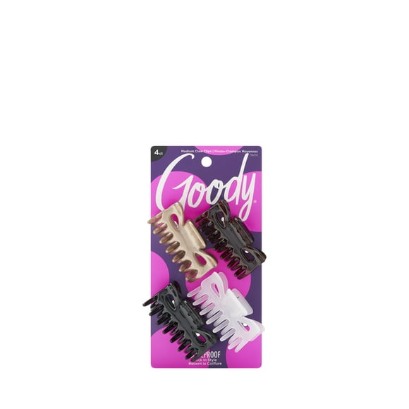 Goody Medium Claw Hair Clips Assorted Neutral Colors 4 Ct