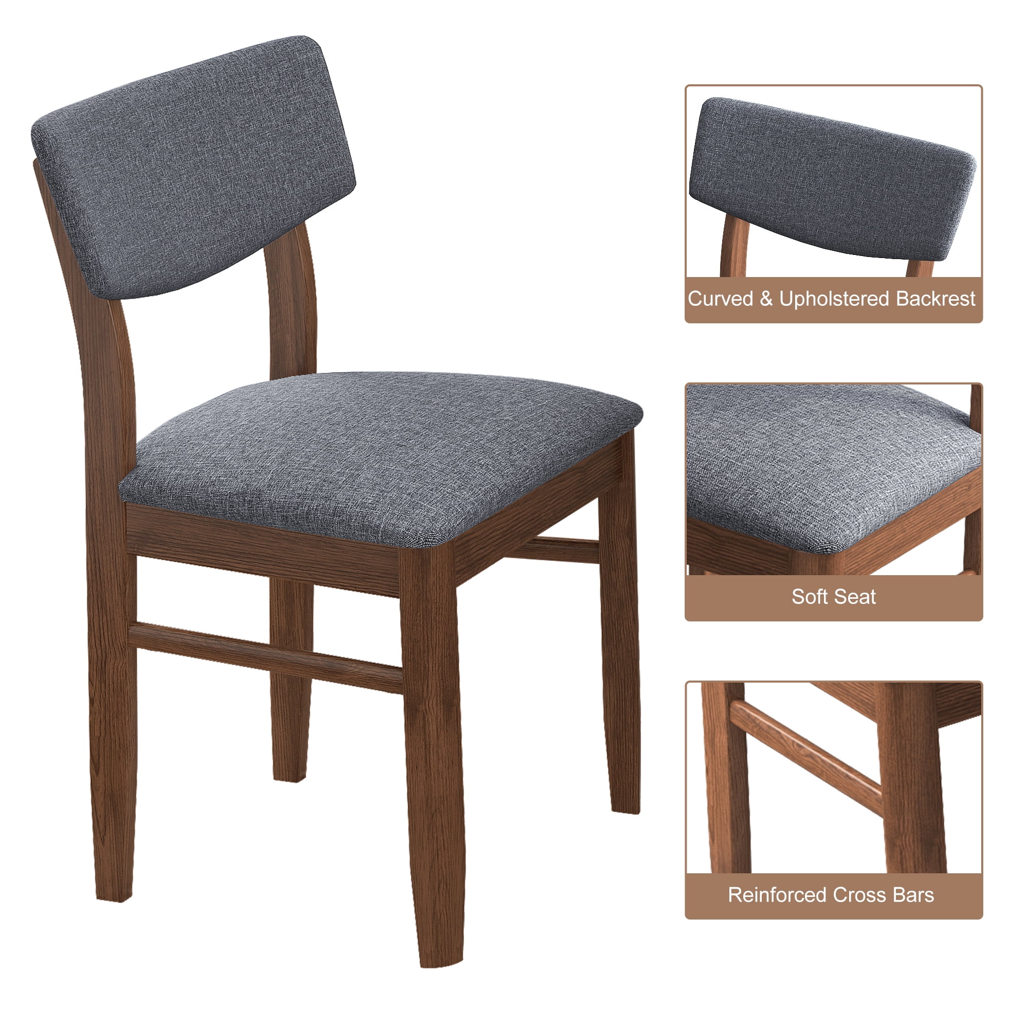 Kadyn Dining Chairs Set of 2, Dining Side Chairs with Fabric Cushion for Kitchen, Walnut Kadyn Dining Chairs Set of 2, Dining Side Chairs with Fabric Cushion for Kitchen, Walnut