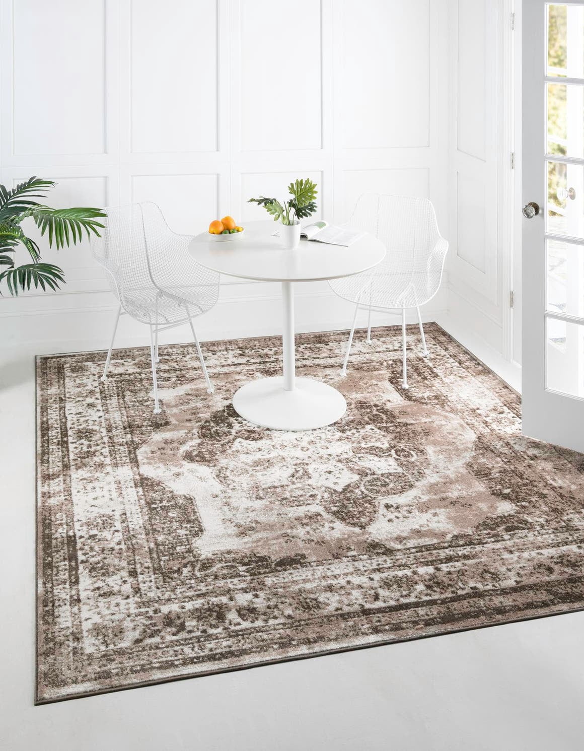 Unique Loom Salle Garnier Sofia Rug Light Brown/Brown 6' 1" Square ...
