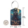 thumbnail image 2 of Rocae Starry Sky Moon Wolf Leader for Leather Luggage Baggage Tags ID Label Privacy Cover ID Label with Stainless Steel Loop and Address Card, 2 of 5