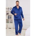 thumbnail image 5 of U2SKIIN Men Fleece Pajama set, Long Sleeve Button Down Soft Sleepwear,(Navy,S), 5 of 5