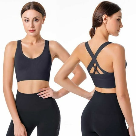 

Himiway Nursing Bras Women S Cross Back Bra Shock-Proof Gathering Fitness Yoga Vest Sports Underwear Workout Sets for Women Workout Tops for Women Black S