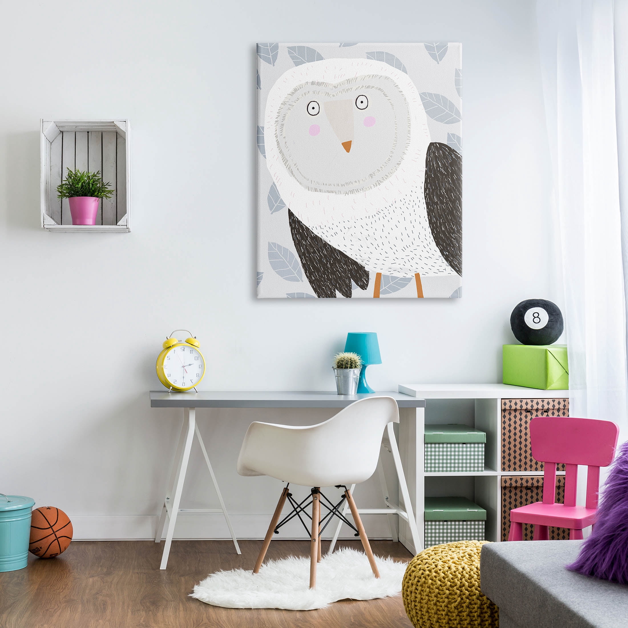 Stupell Industries Leaf Patterned Owl Bird Graphic Art Gallery Wrapped Canvas Print Wall Art, Design by Carla Daly