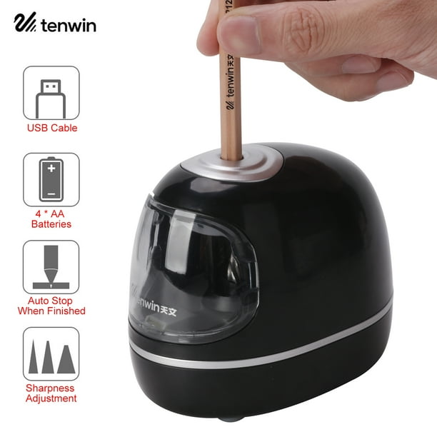 tenwin Portable Electric Pencil Sharpener Durable Helical Blade Sharpnessadjustment USB/Battery