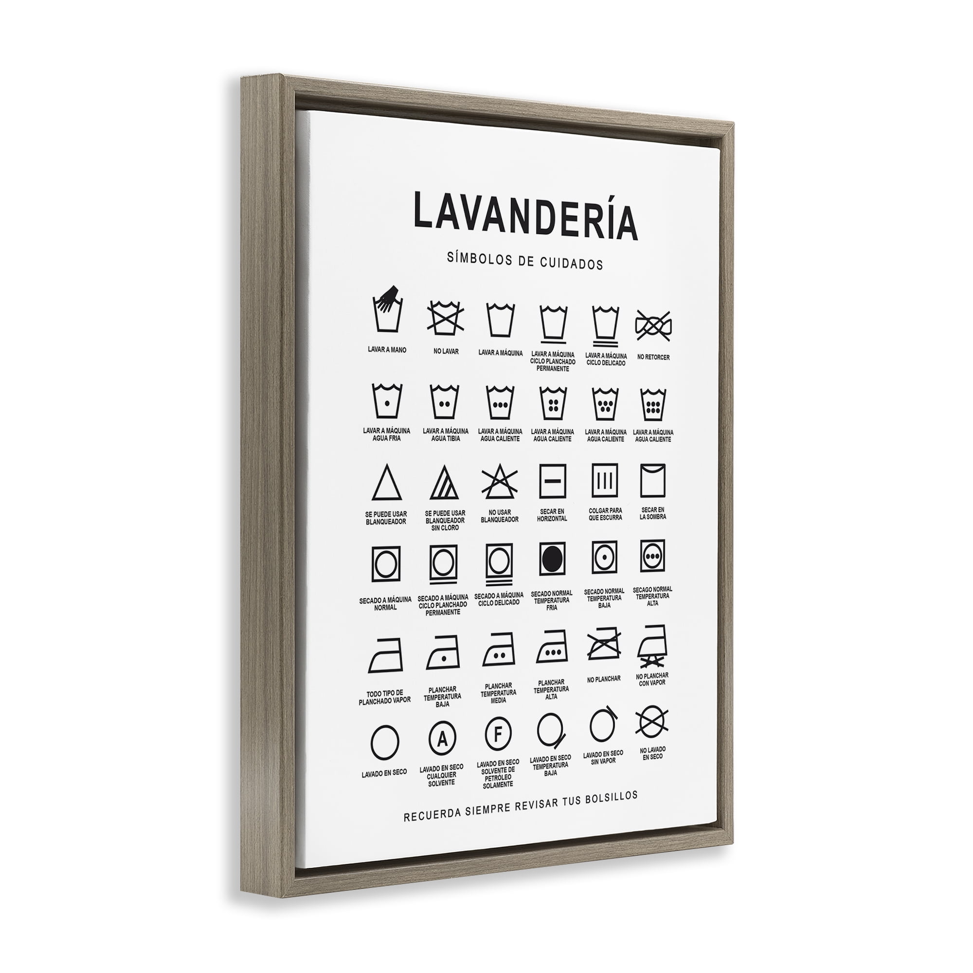 Stupell Industries Guía de Lavado de Ropa Bath & Laundry Painting Brown Floater Framed Art Print Wall Art, 25 x 31
