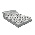 thumbnail image 2 of Ambesonne Paisley Fitted Sheet & Pillow Sham Set, Oriental Florets Leaf, Full, Grey and White, 2 of 2