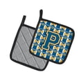 thumbnail image 2 of Carolines Treasures CJ1077-PPTHD Letter P Football Blue and Gold Pair of Pot Holders, 7.5HX7.5W, multicolor, 2 of 2