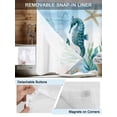 thumbnail image 3 of No Hook Cloth Fabric Shower Curtain with Snap in Liner, Seahorse Coastal Waterproof Shower Curtains Set with See Through Top Window, Summer Beach Nautical Starfish Compass Bath Curtains 72"x96", 3 of 6