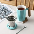 thumbnail image 4 of SWEEJAR Porcelain Tea Mug with Infuser and Lid,Wooden Handle Tea Cup, 17 Ounce (Turquoise), 4 of 6