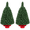 Yaheetech 2Pcs 3 Ft Tabletop Mini Artificial Christmas Tree with Pine Cones and Cement Base,Green