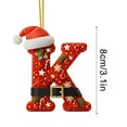 thumbnail image 2 of Cute Santa Claus Monogram Christmas Ornament, Flat Acrylic Personalized Initial Christmas Tree Ornament with Santa Hat, Xmas Stocking Tag, Farmhouse Rustic Monogram Decoration - Letter K, 2 of 5