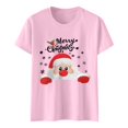 thumbnail image 5 of Merry Christmas Tshirts Women Short Sleeve Casual Crewneck Cute Santa Claus Graphic Tees Holiday Party Tops, 5 of 5