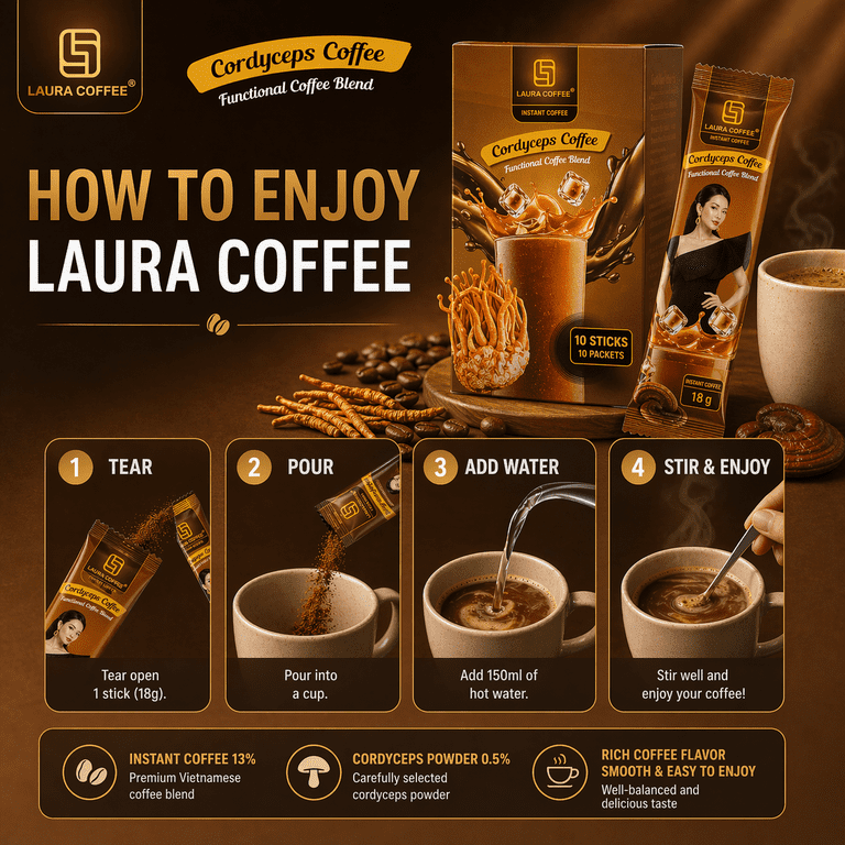 Laura Coffee Ca Phe Nhat Kim Anh 10 Pack/Box - Coffee Drink With