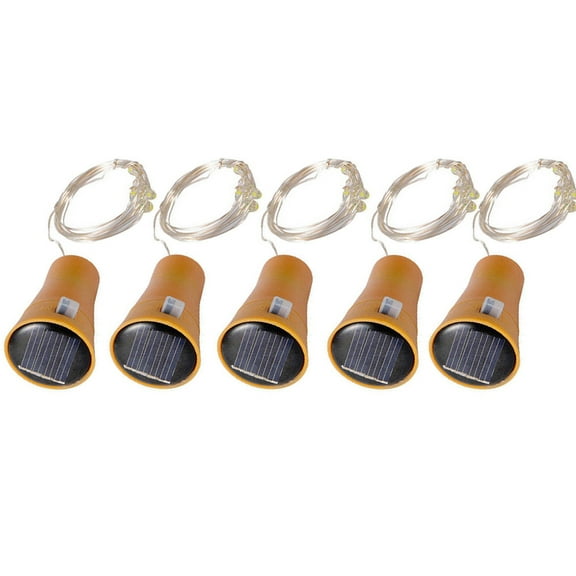 Fnochy Clearance Solar Cork Wine Bottle Lights 5 Pack, 2M 20 LED Copper Wire String, Rechargeable Battery, Flexible and Shapeable, Perfect for Indoor Outdoor Party, Garden, Romantic Decor