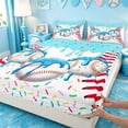thumbnail image 4 of meiyoeat Watercolor Baseball Cream Bed Sheets For Kids,Ball Ice Drip Full Size Sheets For Boys,4 Pieces, 4 of 6