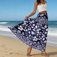 thumbnail image 6 of LWavelet Women Peony Print Tiered Maxi Skirt Elastic Waist With Pockets Boho Summer Long Skirt Navy XL, 6 of 6