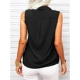thumbnail image 2 of Sleeveless Women Lapel Casual Button Blouse Turn-down Collar Lady Solid Tops, 2 of 5