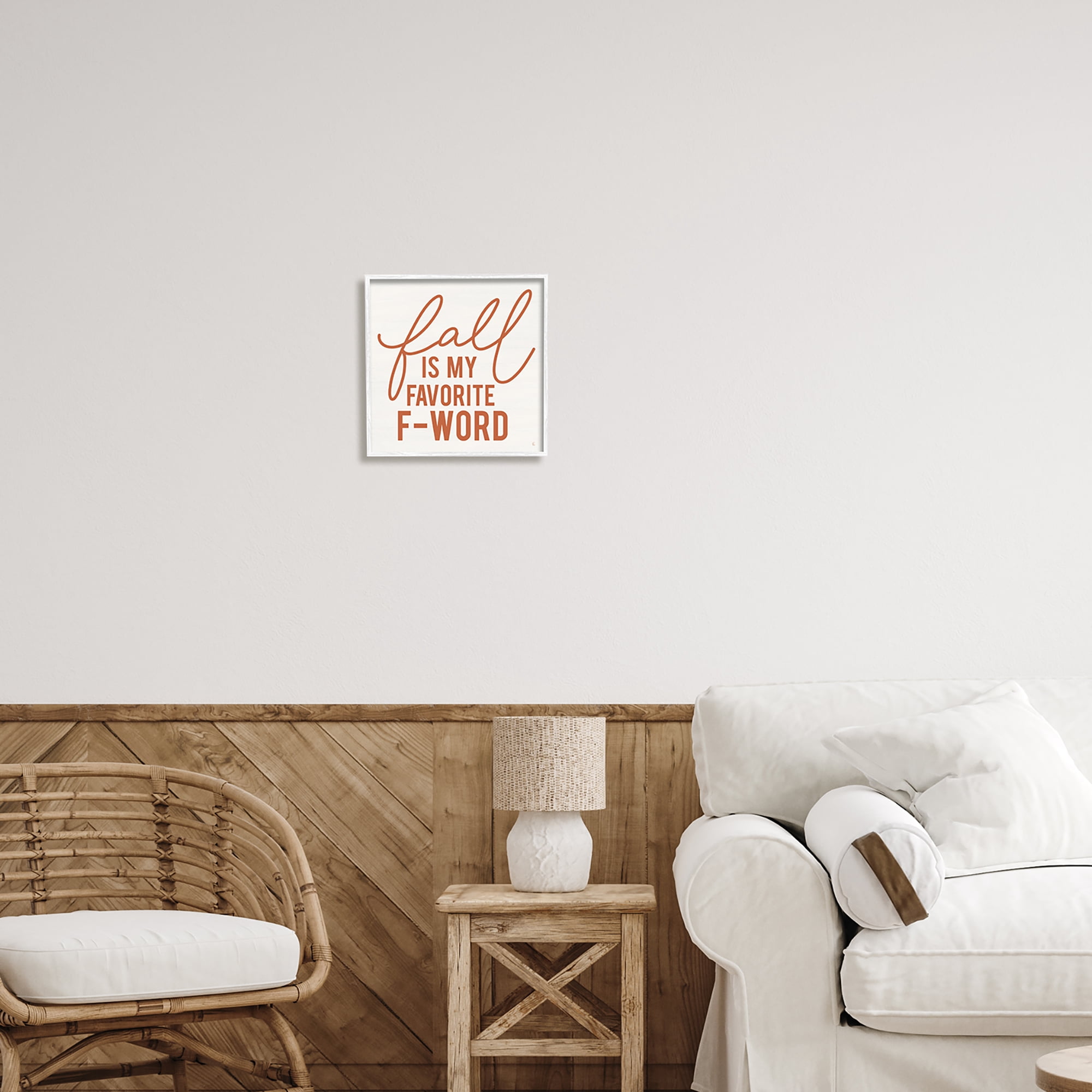 Stupell Industries Funny Fall F-Word Phrase Holiday Painting White Framed Art Print Wall Art, 12 x 12
