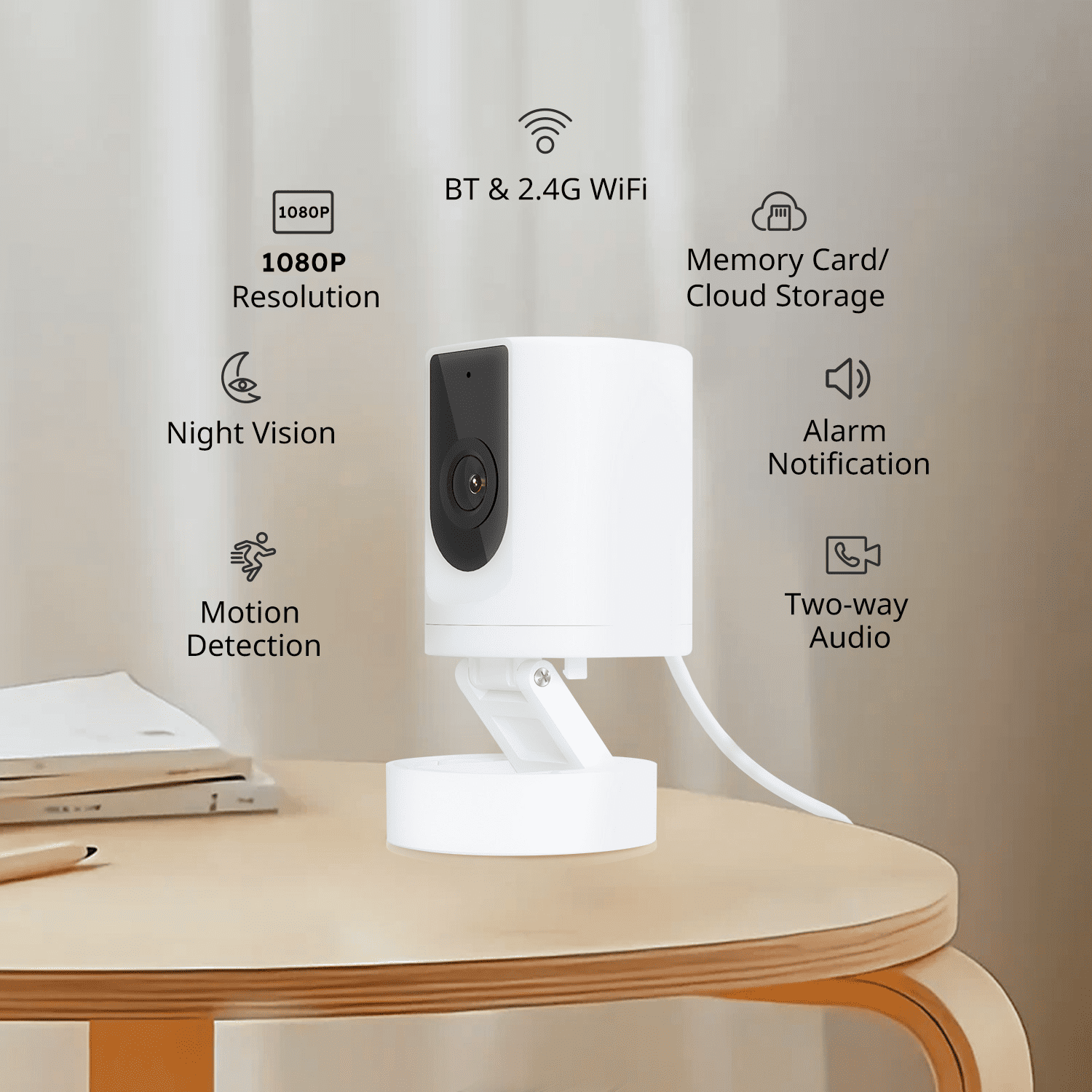 1080P Indoor Security Camera for Home 2.4G Small Wi-Fi Camera with Phone App, Motion Detection, Two-Way Audio, Night Vision, K11-2Pcs