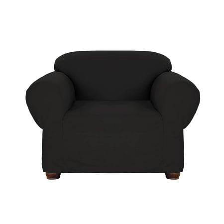 Solid Stretch Jersey - Linen Store Stretch Jersey Slipcover, Soft Form Fitting, Solid Color (Chair, Black)