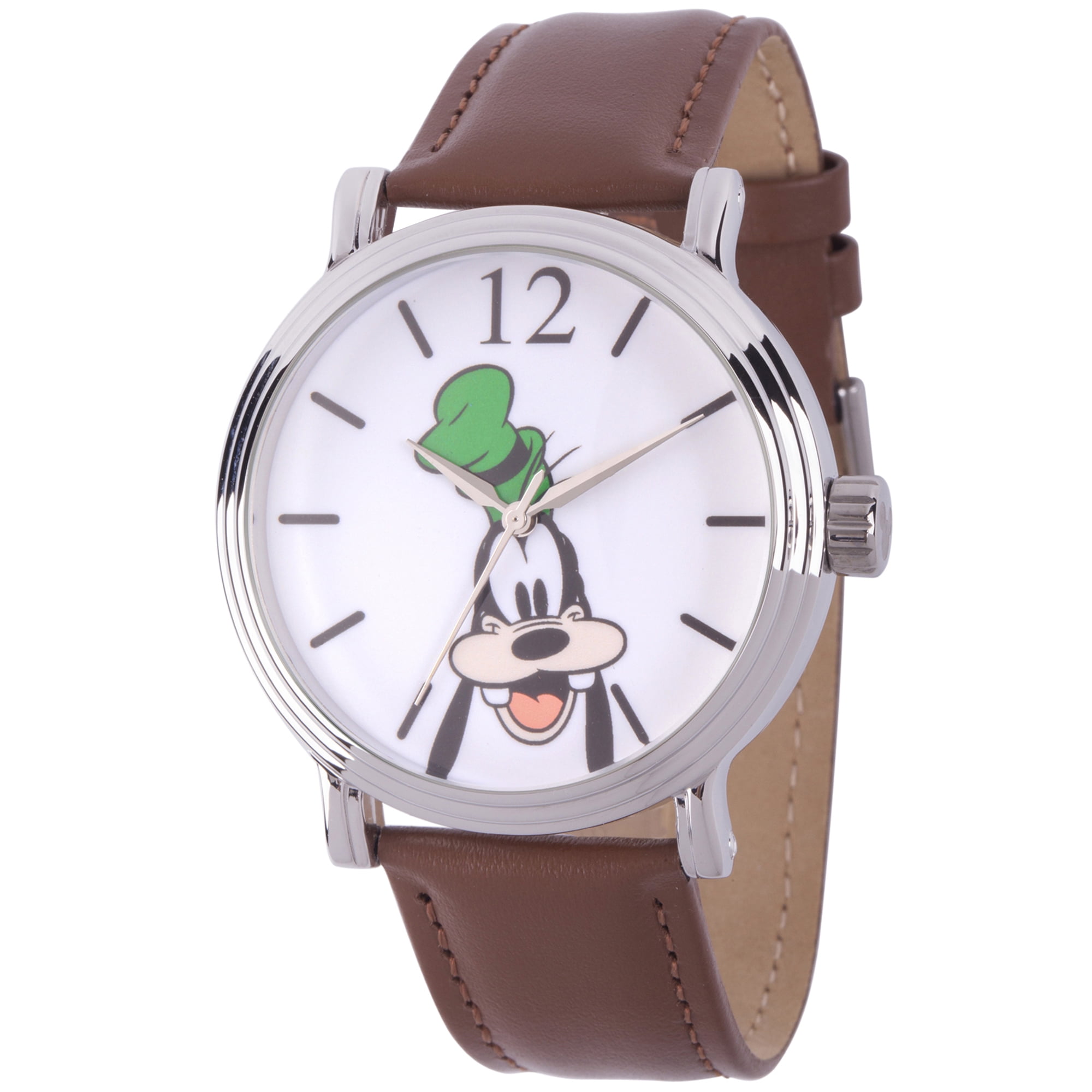 Disney Goofy Men's Silver Vintage Alloy Watch, Brown