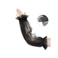thumbnail image 3 of INSPIRE CHIC Women's Tulle Solid Color Transparent Fingerless Thin Sheer Large Lantern Sleeve One Size Black, 3 of 6