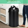 thumbnail image 6 of Garvee 17 Gallon/65 Liter Stainless Steel Swing Top Trash Can, Heavy Duty Round Trash Bin with Swing Lid, Commercial Large Garbage Can, for Kitchen, Restaurant, Office, Matte Black, 6 of 8