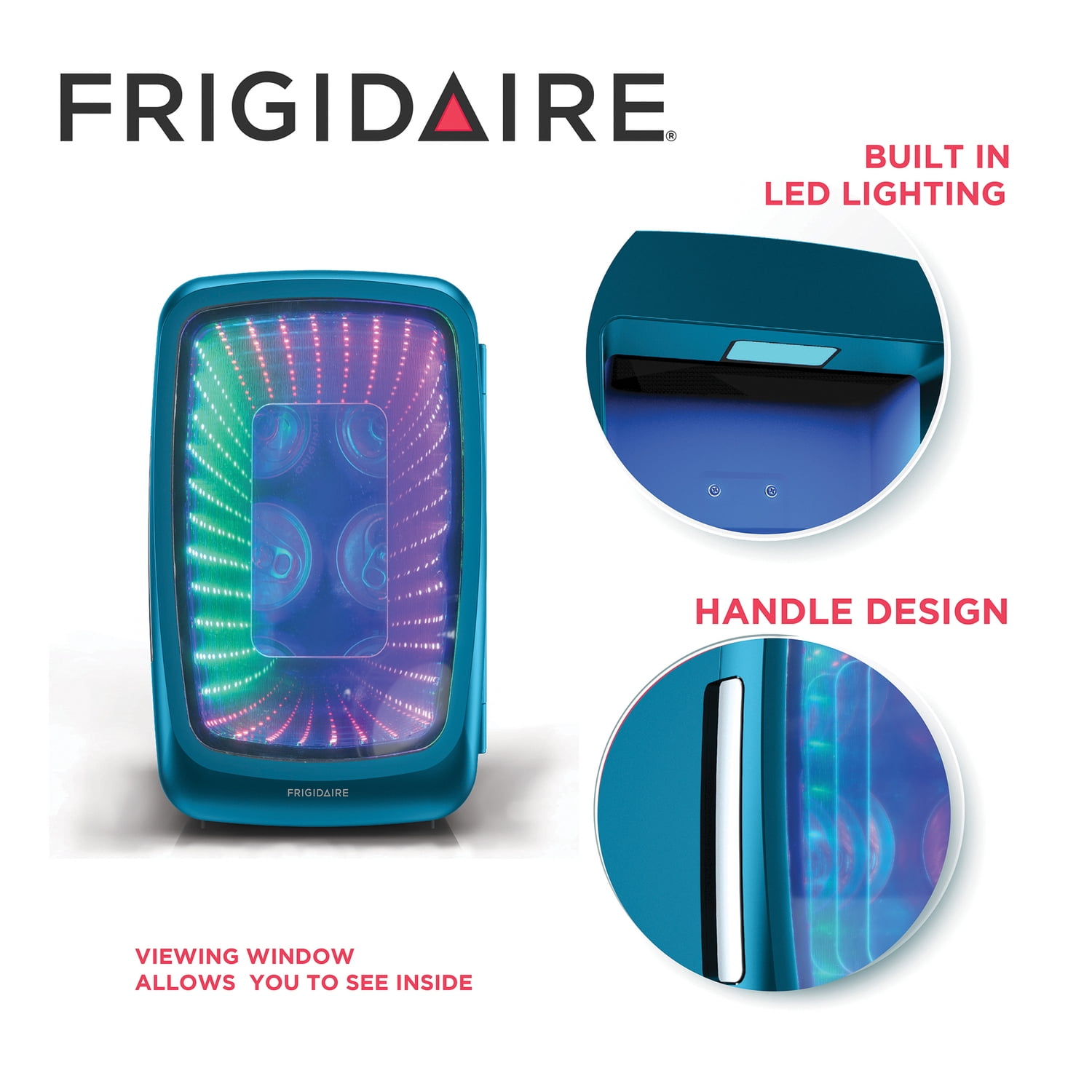 6-Can Retro Gaming Light-up Portable Beverage Mini Fridge (Blue), EFMIS179-BLUEPT