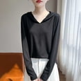 thumbnail image 5 of Thousandth Hoodies for Women Womens Hooded Sweatshirt Casual Cotton Breathable Long Sleeve Tops Loose Fit Lightweight Pullover Plain Basic Tops, 5 of 7