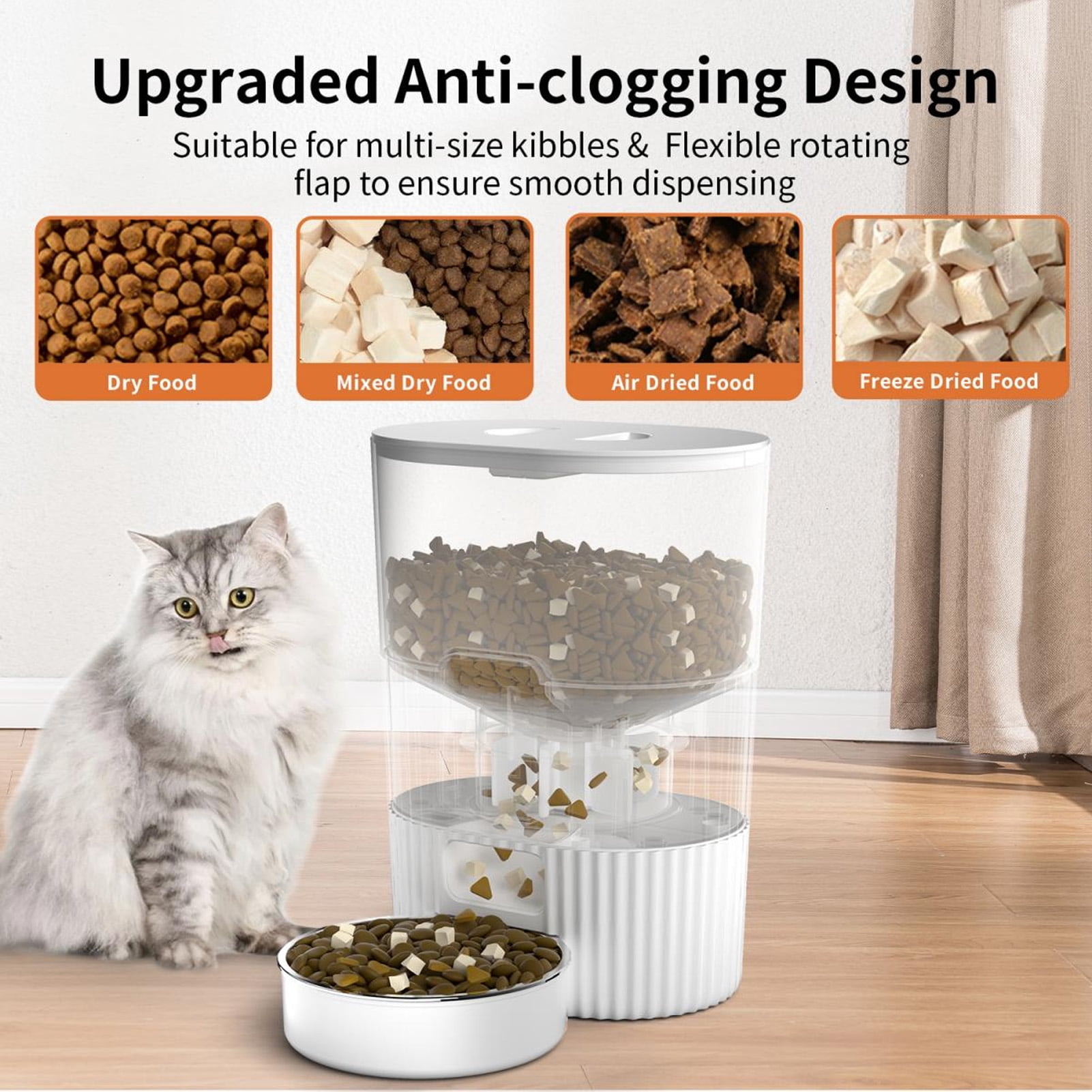 Yajisi 2.4GHz WiFi Smart Automatic Pet Feeder & Food Dispenser for Cats and Dogs, App Control, Up to 10 Meals Per Day, Stainless Steel Bowl, 11.4 inches / 29 cm
