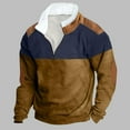 thumbnail image 2 of Mens Corduroy Shirt Lapel Collar Pullover Zipper up Sweaters Mock Neck Tops Long Sleeve Golf Sweatshirts with Elbow Patches, 2 of 3