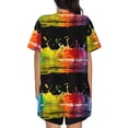 thumbnail image 6 of Fuzoiu Vibrant Color Splash Print Women's Short-Sleeved Pajama Set,Lounge Sleepwear Set,Womens Pajama Sets 2 Piece,Button-Up Top and Shorts with Pockets-XX-Large, 6 of 7