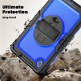 thumbnail image 6 of ELEHOLD Case for Lenovo Tab M11 11inch TB330FU TB330XU,Heavy Duty 3-Layer Protection Case Built-in Screen Protector 360° Rotating Kickstand Handstrap Shoulder Strap Shockproof Cover,Black+Blue, 6 of 8