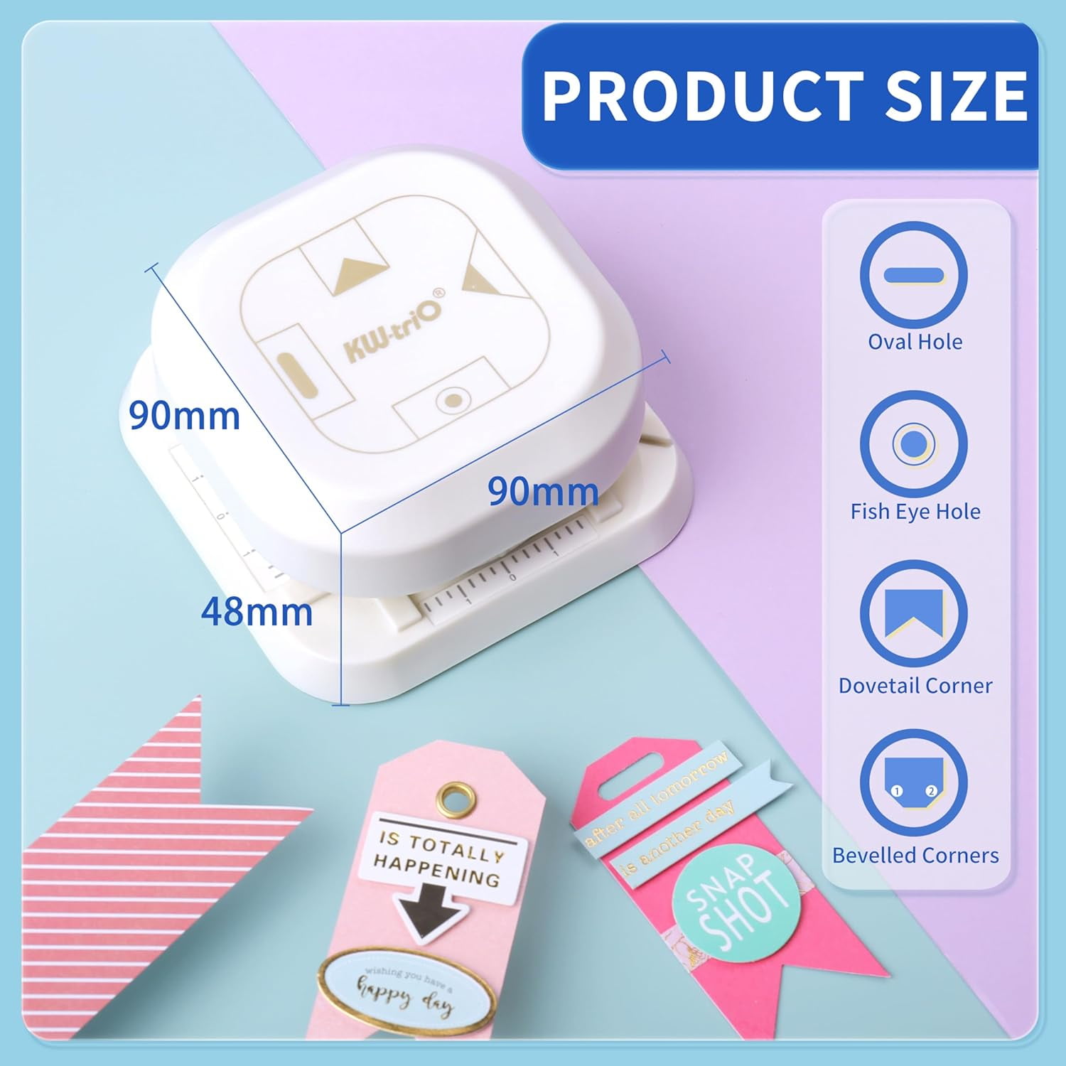 ABPETE 4 in 1 Tag Punch for Paper Crafts, ABPETE 2024 New Gift Tag Marker Punch, Paper Punches for Crafting, 4 Shapes Card Making Scrapbooking Arts Corner Cutter DIY Projects