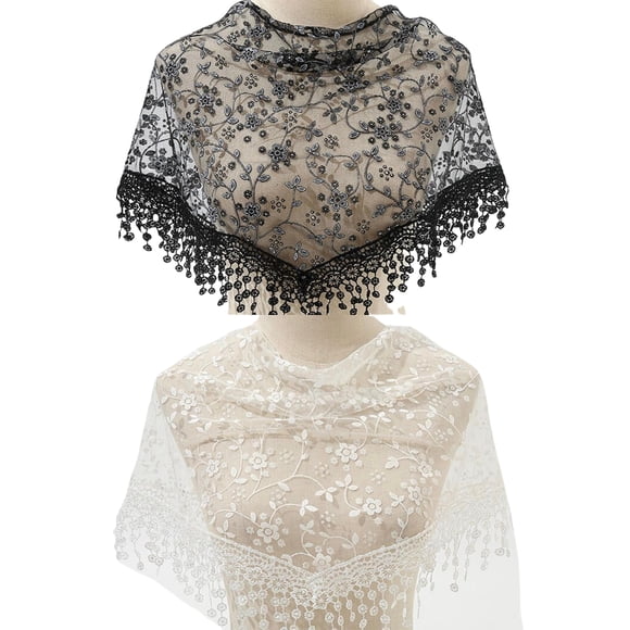 ziyahi Church Veil Collection Variety Of Veils For Catholic Mass Latin Church Veil Chapel Scarf Latin Mass Black and white