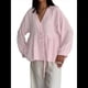 thumbnail image 2 of Tops para Mujer, Informales, con Lazo Frontal, Estilo Babydoll, de Otoño, de Larga, con Cuello en V, Ropa Peplum Rosa XL, 2 of 8