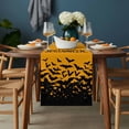 thumbnail image 2 of Happy Halloween Table Runner - 48 Inch Long, Kitchen Dining Table Runner Dresser Scarves, Orange Farmhouse Black Bat Scary Animals Farmhouse Decor for Coffee Tables Wedding Party Banquet, 2 of 8