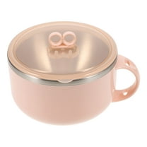 HOMEMAXS 1Set Pink Medical Stone Round Bowl For Noodle Bowl With Lid 16.00X16.00X10.50Cm