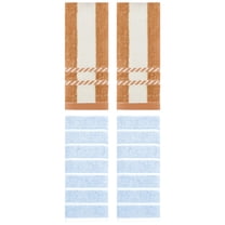 Unique Bargains 4 Pcs Striped Soft Hand Towel Set Blue/Yellow 13" x 29"/15" x 35"