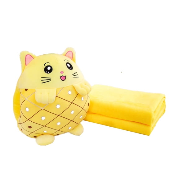 Set de manta de viaje y almohada de peluche para niños YUDONG 3 en 1, amarillo