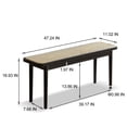 thumbnail image 4 of GZXS 47.24" Dining Bench with Handwoven Rattan Seat, Farmhouse Solid Wood Bench for Entryway,Living Room,Kitchen and Bedroom (Black), 4 of 9