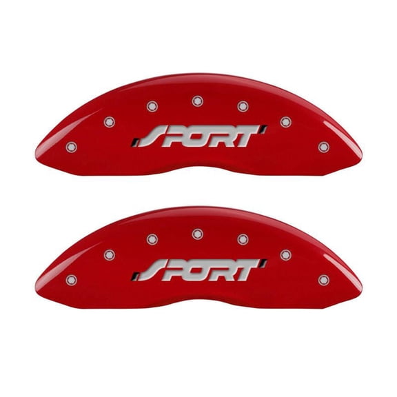 MGP 4 Caliper Covers Engraved Front & Rear SPORT Red finish silver ch Fits select: 2011-2019 FORD EXPLORER XLT