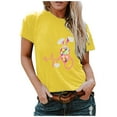 thumbnail image 1 of Hauts d'Été pour Femmes 2023 T-shirt Col Rond Imprimé Lapin Manches Courtes Décontracté Ample Blouse de Pâques, 1 of 4