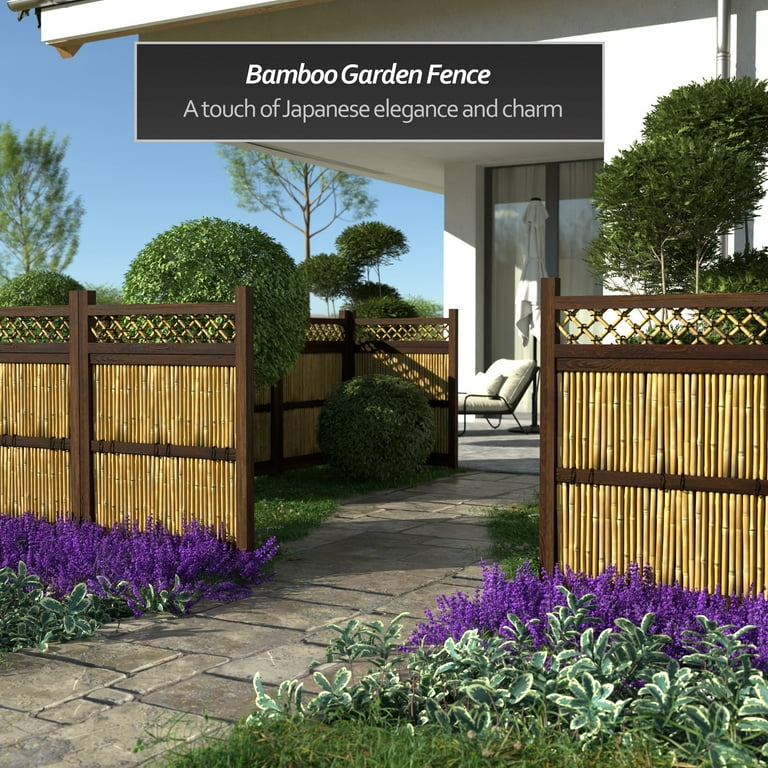 こたつ BANBI Gardenpath 1/2 In. Outside Peel Bamboo Fence, 4 ft. H x 8 ft