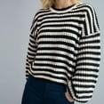 thumbnail image 6 of FDGIU Women's 2025 Winter Striped Color Block Sweater‌ - Long Sleeve Oversized Pullover, Loose Crewneck Comfy Knitted Top, 6 of 7