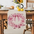thumbnail image 5 of Table Runner Pink Bow Wreath Table Decoration for Kitchen Dinning Flower Leaf Table Decoration for Indoor Outdoor Party Wedding Decor 13x72 Inch, 5 of 7
