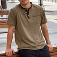 thumbnail image 6 of Yertdoel Men T-shirts Solid Color Short Sleeve Half Button Placket Mock Neck Shirts with Pocket Comfortable Breathable Outdoor Workout Cycling Tops, 6 of 9