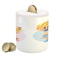 thumbnail image 1 of Gender Reveal Piggy Bank, Playing Together Romantic Happiness Theme, Ceramic Coin Bank Money Box for Cash Saving, 3.6" X 3.2", Multicolor, by Ambesonne, 1 of 4