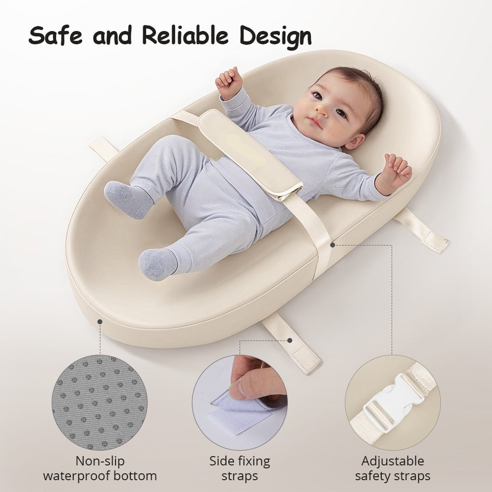 Baby Changing Pad, Caveen Wipeable Baby Changing Station for Diaper Change and Dresser, with Waterproof PU Cover and Non-Slip Bottom, Portable, Beige